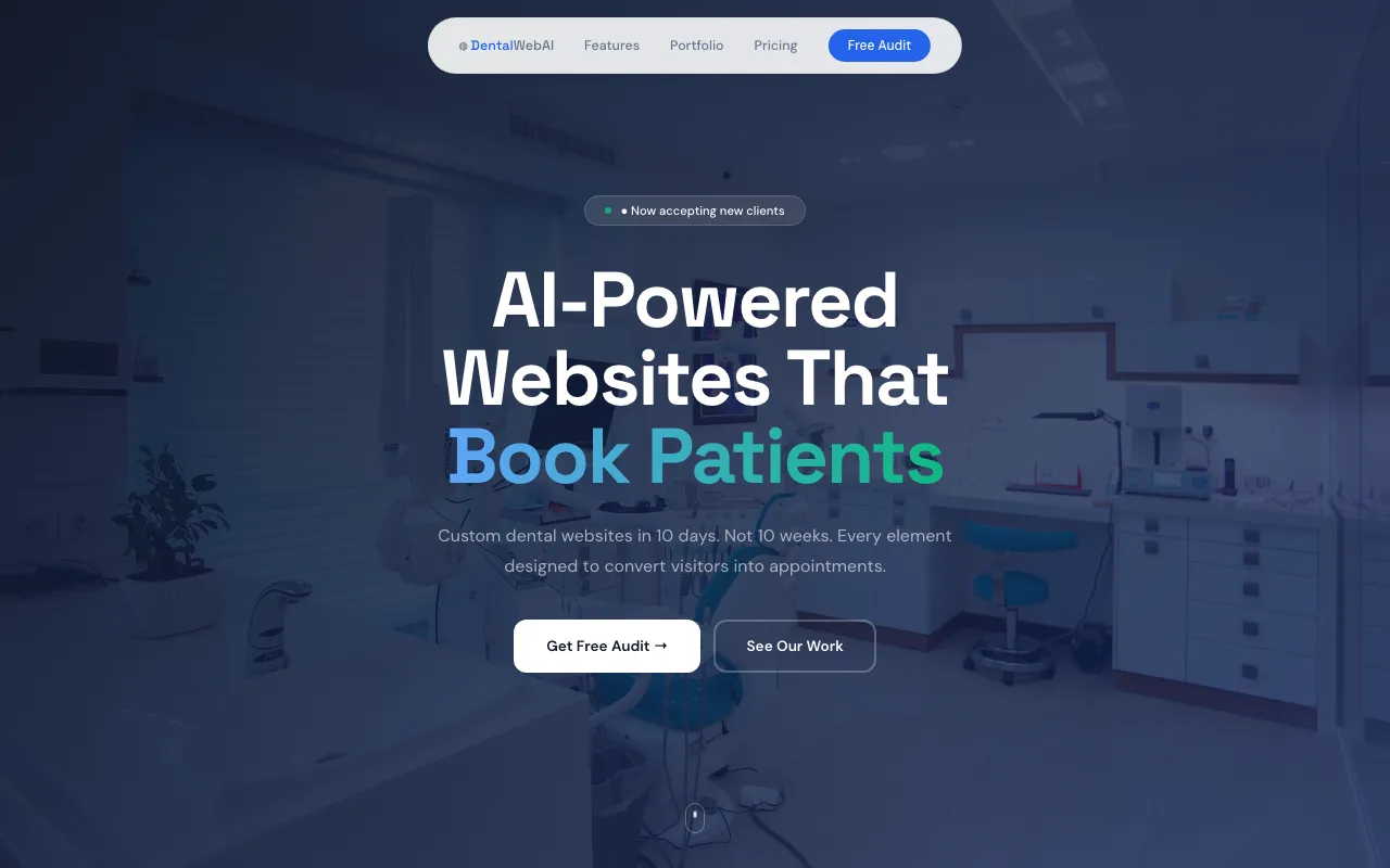 NovaDent Premium — immersive 3D dental website with Three.js, GSAP animations, PageSpeed 94